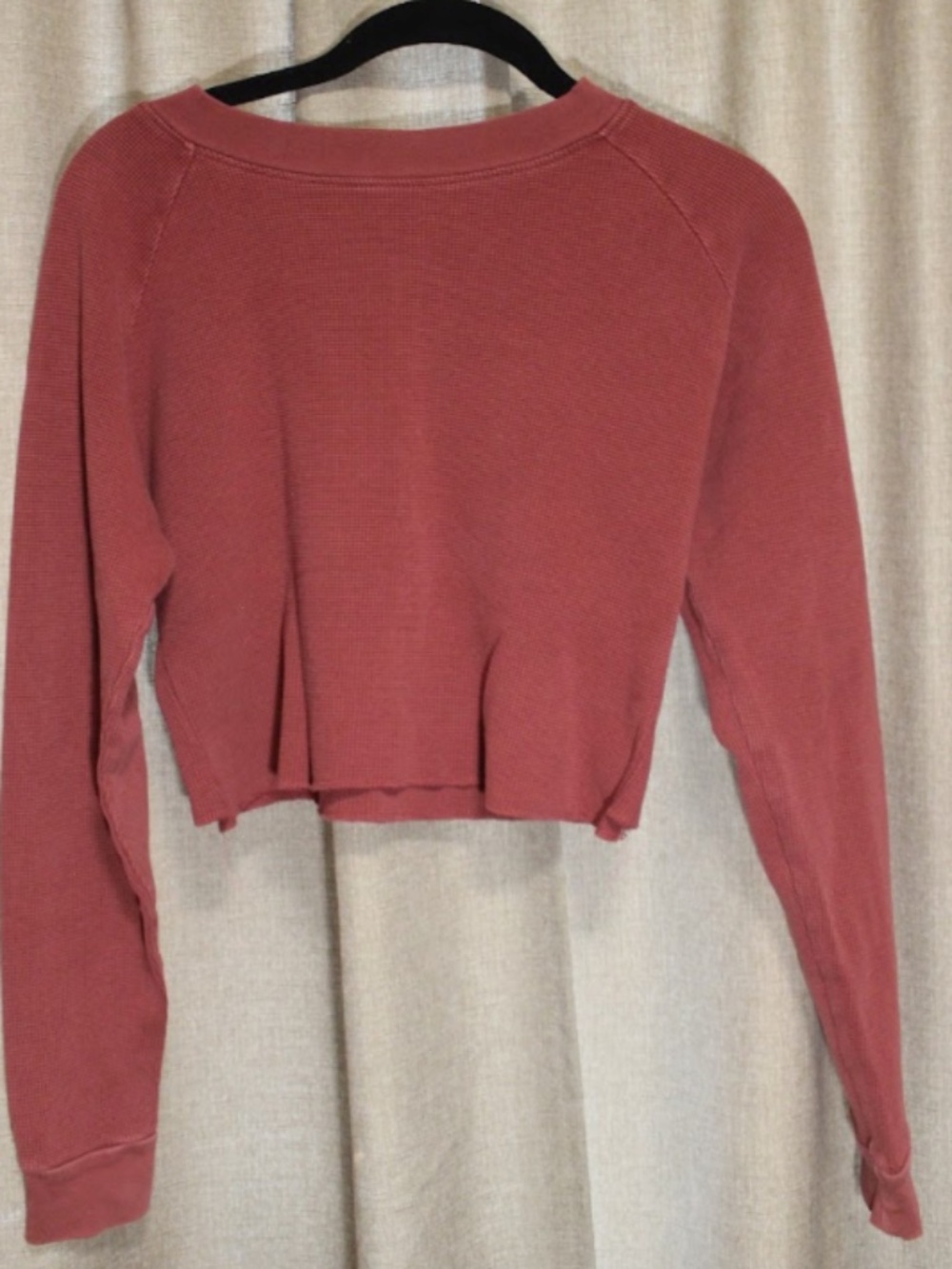 Brandy Melville/John Galt Cropped Waffle Knit Long Sleeve